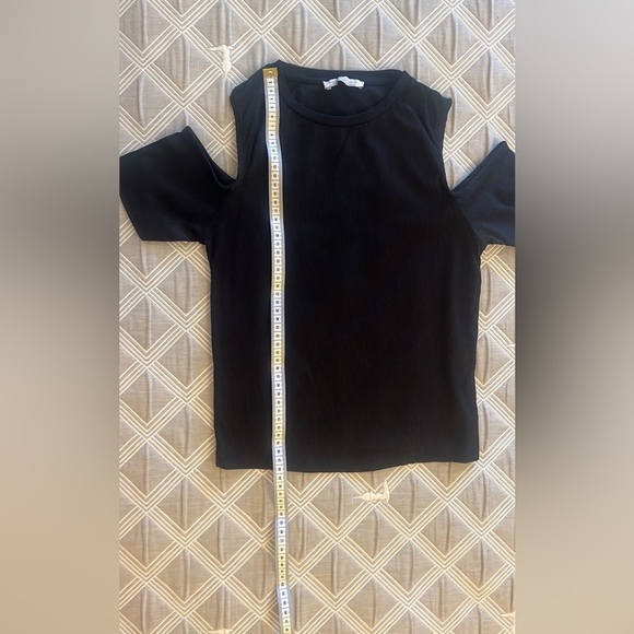 Zara Elegant Black Ribbed Top off shoulders size S - Picture 3 of 5